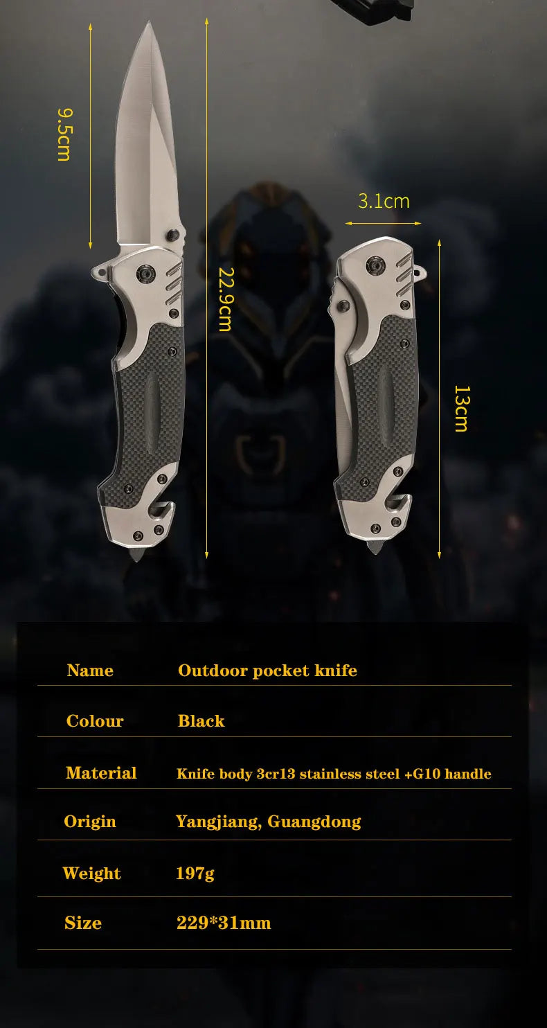 Stainless steel outdoor folding knife high hardness self-defense camping survival knife multifunctional knife fruit knife