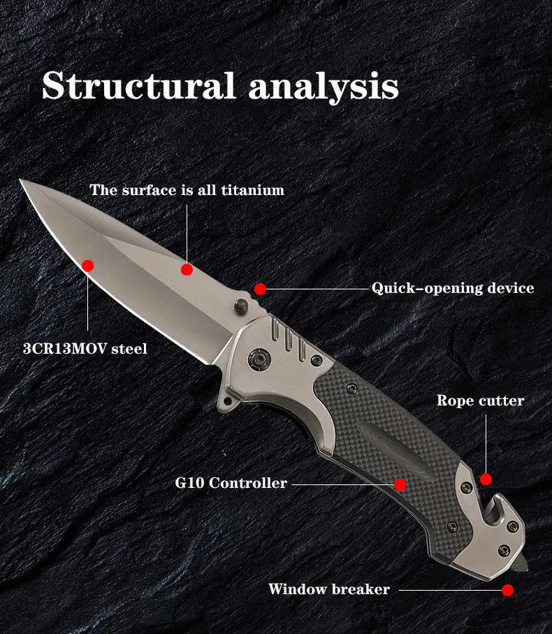 Stainless steel outdoor folding knife high hardness self-defense camping survival knife multifunctional knife fruit knife