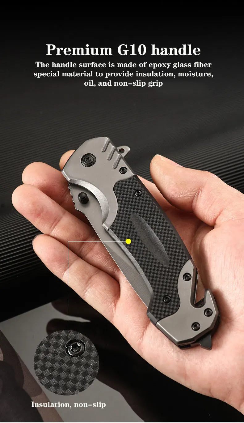 Stainless steel outdoor folding knife high hardness self-defense camping survival knife multifunctional knife fruit knife