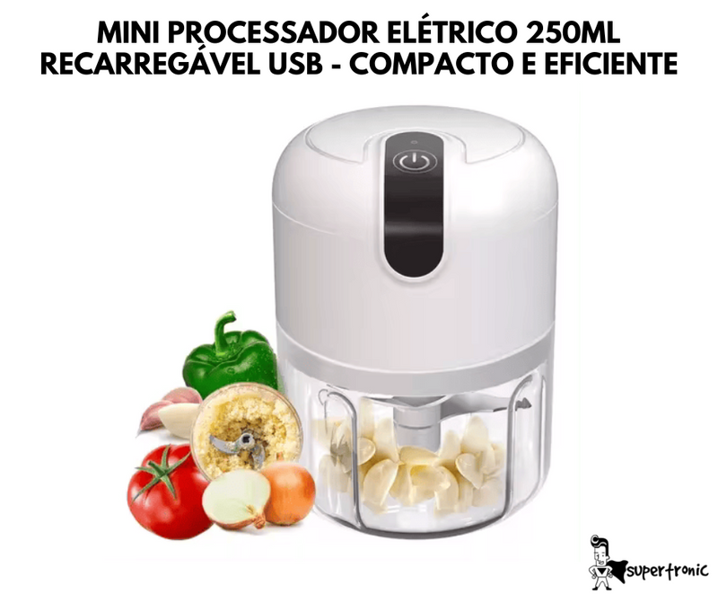 Mini Processador Elétrico 250ml Recarregável USB - Compacto e Eficiente